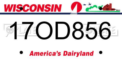 17OD856 Wisconsin License Plate