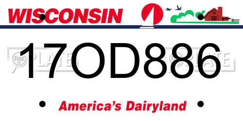 17OD886 Wisconsin License Plate