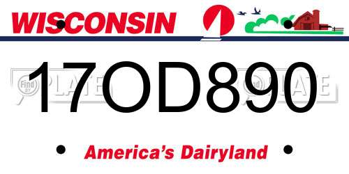 17OD890 Wisconsin License Plate