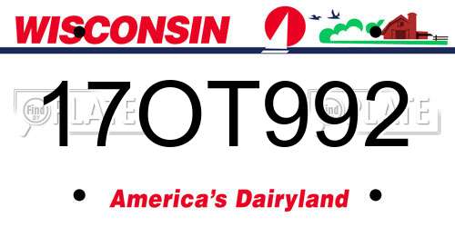 17OT992 Wisconsin License Plate