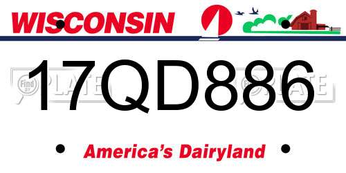 17QD886 Wisconsin License Plate