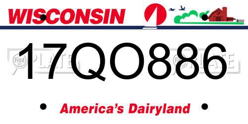 17QO886 Wisconsin License Plate