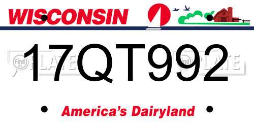 17QT992 Wisconsin License Plate