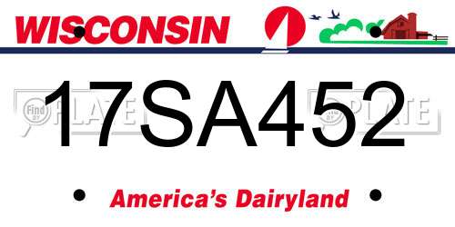 17SA452 Wisconsin License Plate