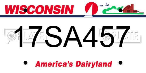 17SA457 Wisconsin License Plate