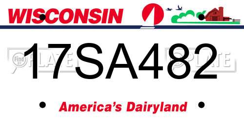 17SA482 Wisconsin License Plate