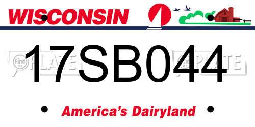 17SB044 Wisconsin License Plate