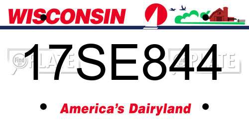 17SE844 Wisconsin License Plate