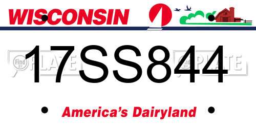 17SS844 Wisconsin License Plate