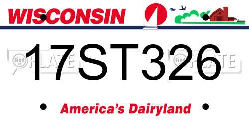 17ST326 Wisconsin License Plate