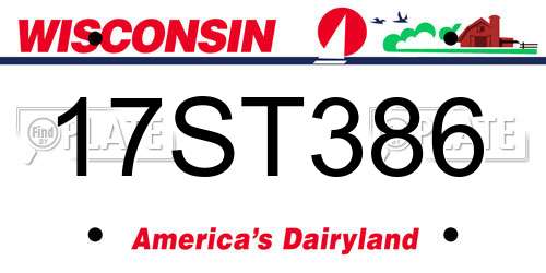 17ST386 Wisconsin License Plate