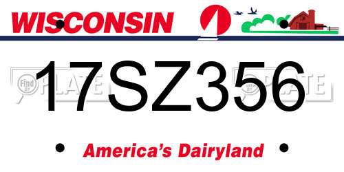 17SZ356 Wisconsin License Plate
