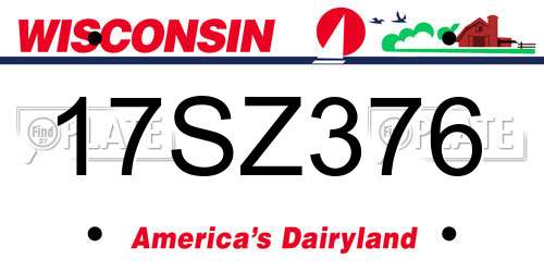 17SZ376 Wisconsin License Plate