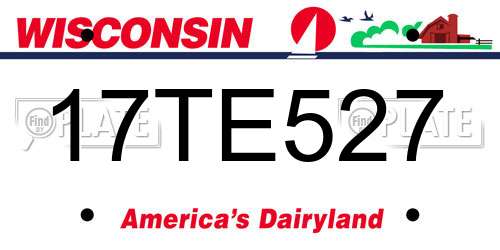 17TE527 Wisconsin License Plate