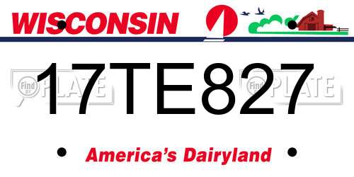 17TE827 Wisconsin License Plate