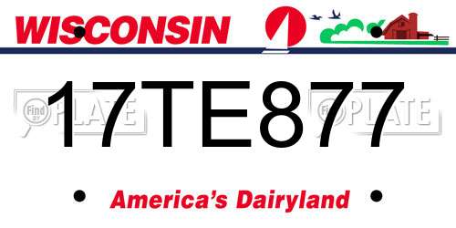 17TE877 Wisconsin License Plate