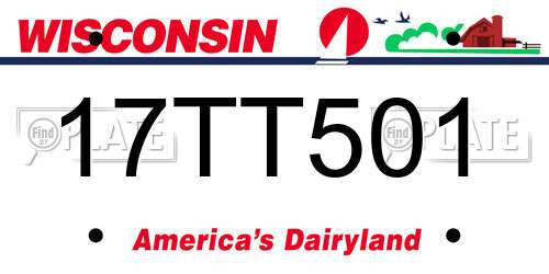 17TT501 Wisconsin License Plate