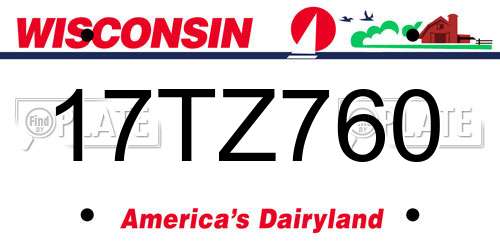 17TZ760 Wisconsin License Plate