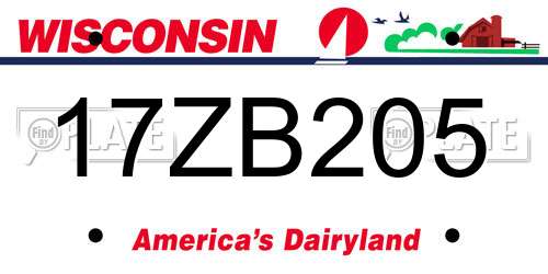17ZB205 Wisconsin License Plate
