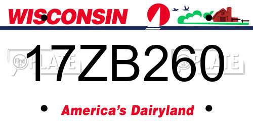 17ZB260 Wisconsin License Plate