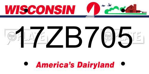 17ZB705 Wisconsin License Plate