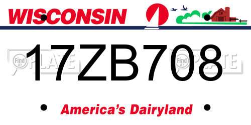 17ZB708 Wisconsin License Plate