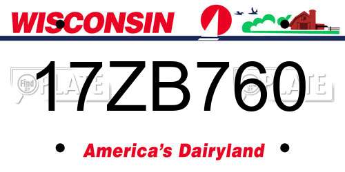 17ZB760 Wisconsin License Plate