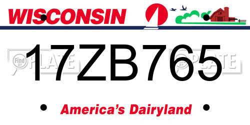 17ZB765 Wisconsin License Plate