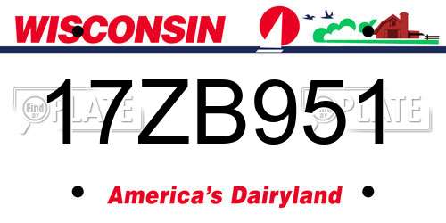 17ZB951 Wisconsin License Plate