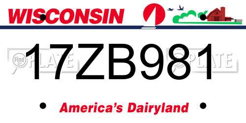 17ZB981 Wisconsin License Plate