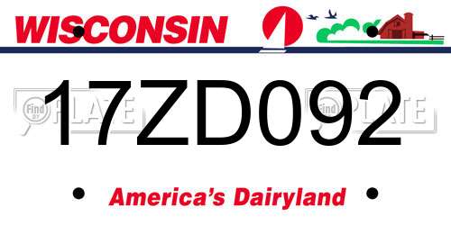 17ZD092 Wisconsin License Plate