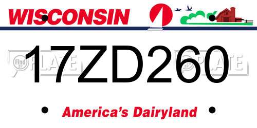 17ZD260 Wisconsin License Plate