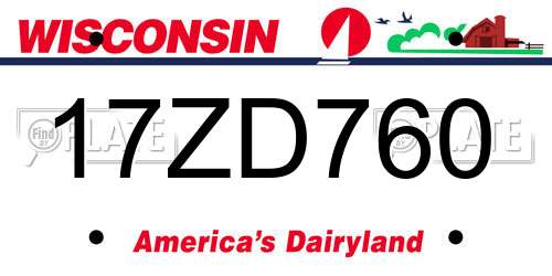 17ZD760 Wisconsin License Plate