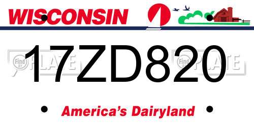 17ZD820 Wisconsin License Plate