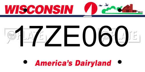 17ZE060 Wisconsin License Plate
