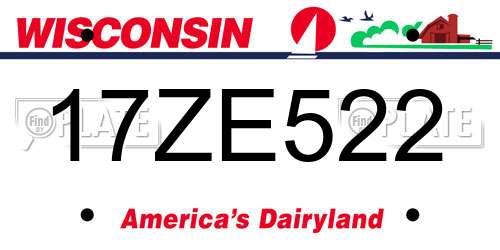 17ZE522 Wisconsin License Plate