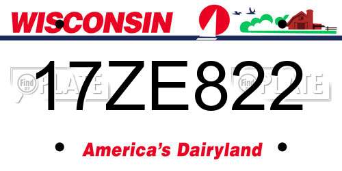 17ZE822 Wisconsin License Plate