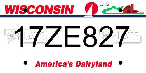 17ZE827 Wisconsin License Plate