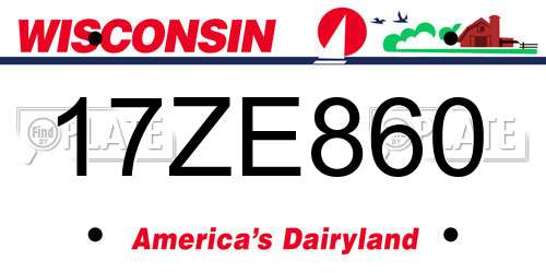 17ZE860 Wisconsin License Plate