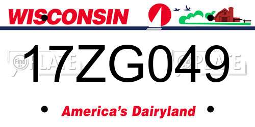 17ZG049 Wisconsin License Plate