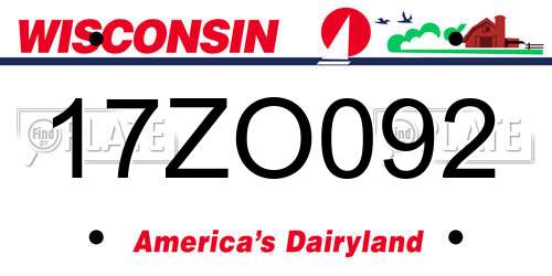 17ZO092 Wisconsin License Plate