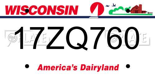 17ZQ760 Wisconsin License Plate