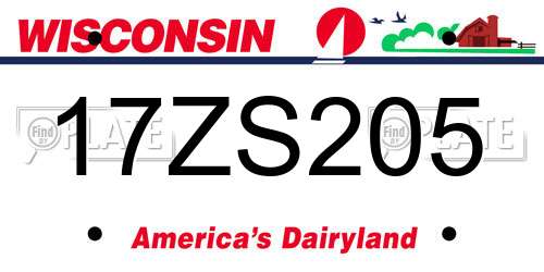 17ZS205 Wisconsin License Plate
