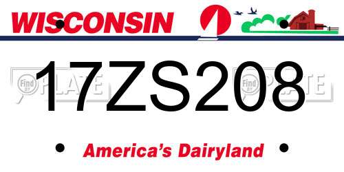17ZS208 Wisconsin License Plate