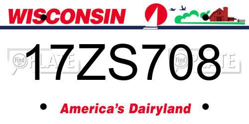 17ZS708 Wisconsin License Plate