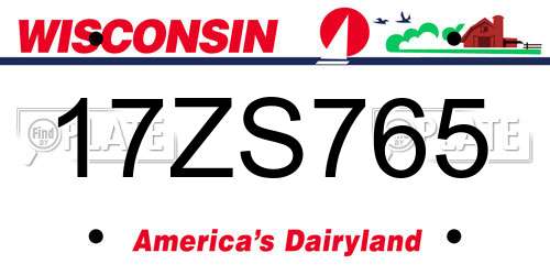 17ZS765 Wisconsin License Plate