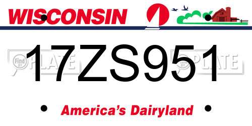 17ZS951 Wisconsin License Plate