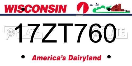17ZT760 Wisconsin License Plate