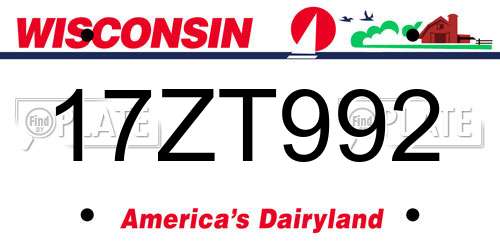 17ZT992 Wisconsin License Plate