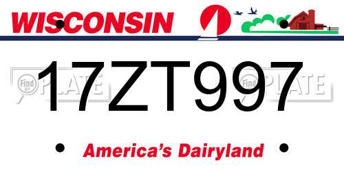 17ZT997 Wisconsin License Plate